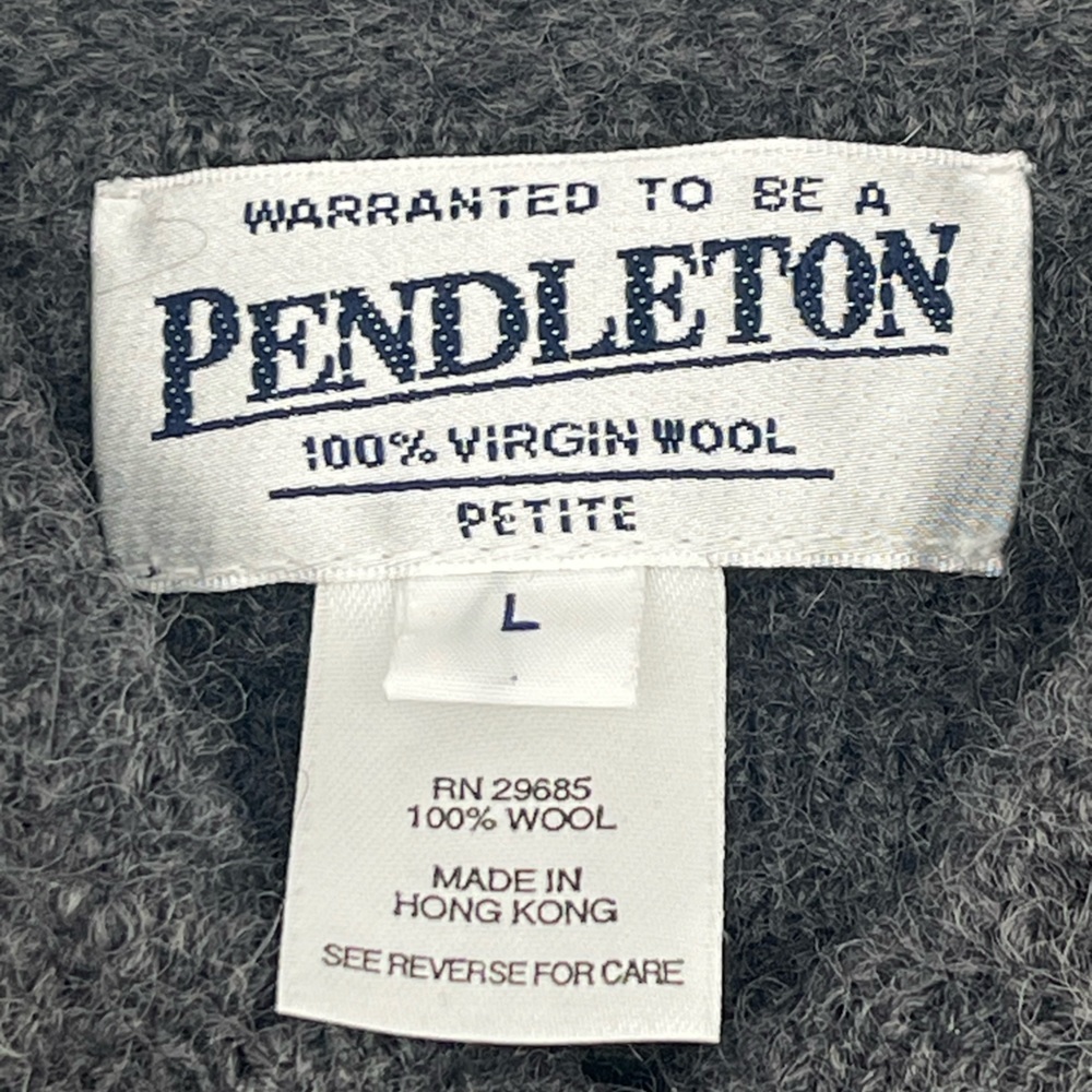 Pendleton Gray Wool Button Cardigan Blue Floral E… - image 3